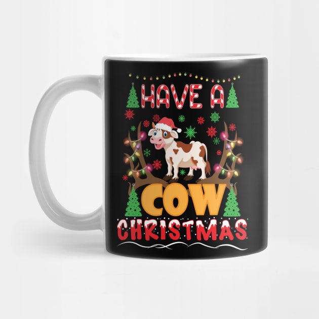 Mooey Christmas Heifers Santa Xmas Lights Cow Lovers by reginaturner